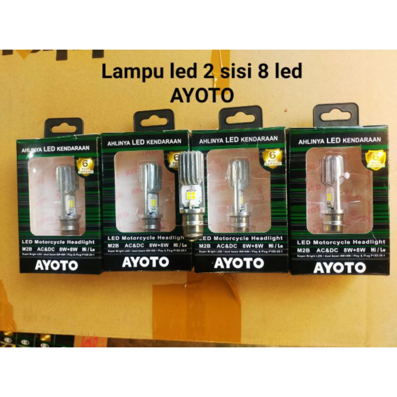 Headlamp LED Ayoto / Lampu Depan LED Ayoto / LED Ayoto H6 2 Sisi 8 LED AC/DC.