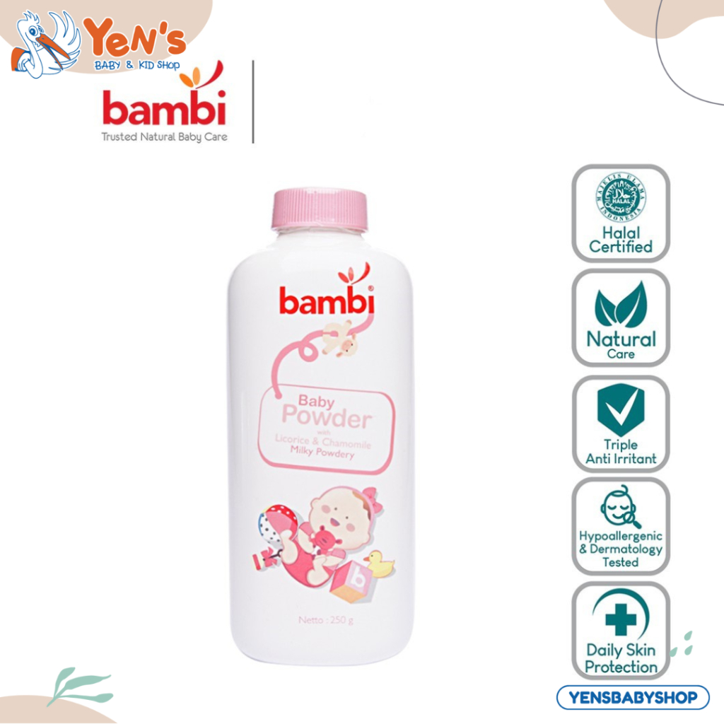 Bambi Baby Powder 250gr Bedak Bayi Tabur Kulit Normal - Sensitif