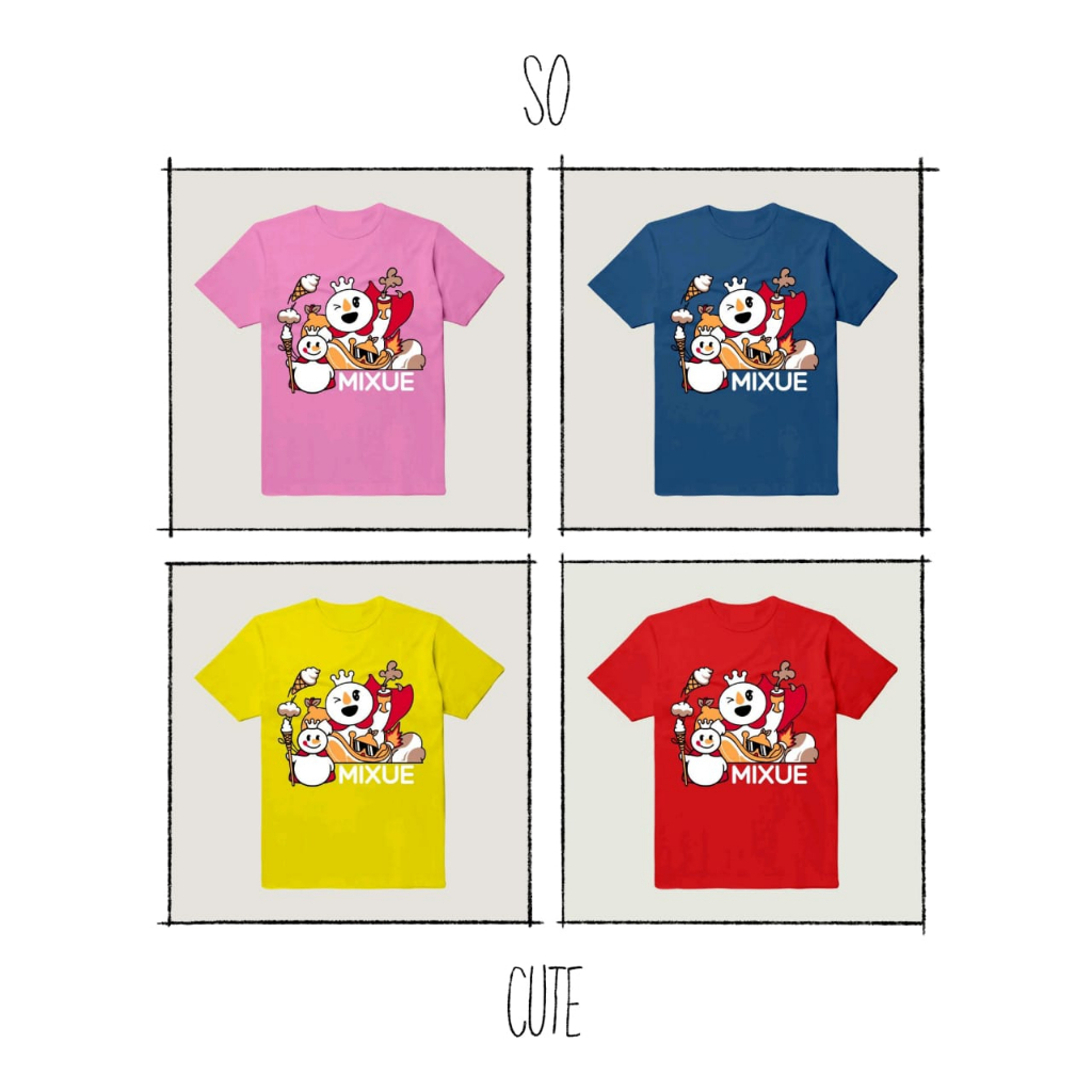 Kaos Anak Mixue / Kaos Anak Mixue Merah / Mixue Kuning / Mixue Biru