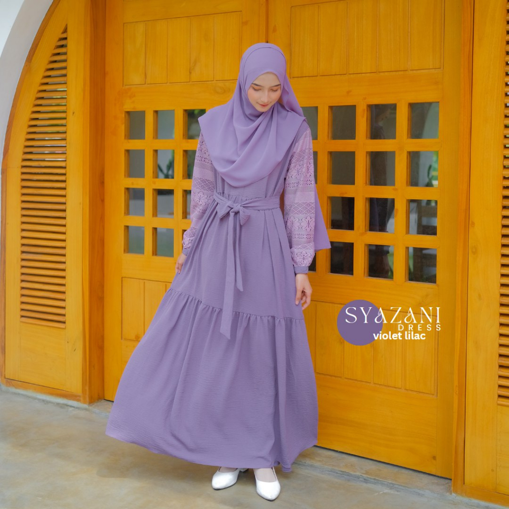 Riskirich Syazani Vol 2.0 Gamis Elegant Terbaru Bahan Airflow Crinkle Anti Kusut