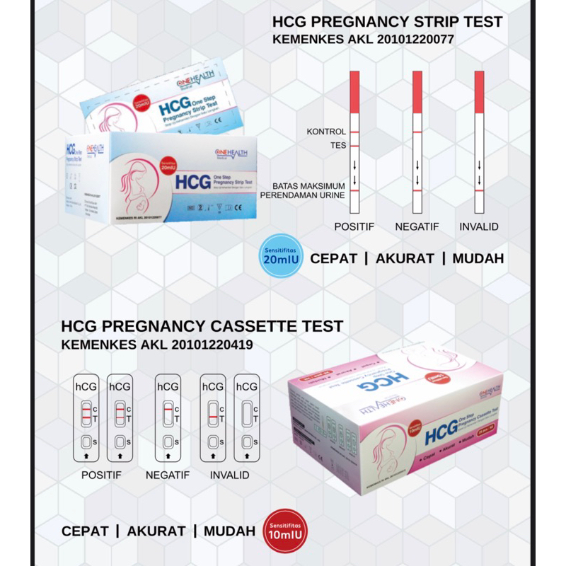 alat tes hamil onehealth HCG / alat tes kehamilan onehealth / one step pragnancy strip one health