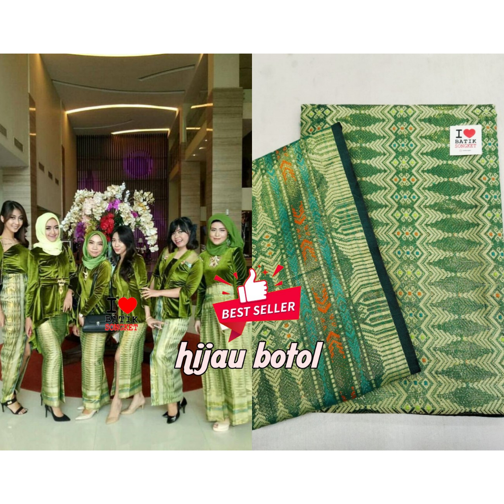 SONGKET MESIN MURAH THAILAND WARNA HIJAU SERAGAM MAKASSAR BATAK PALEMBANG