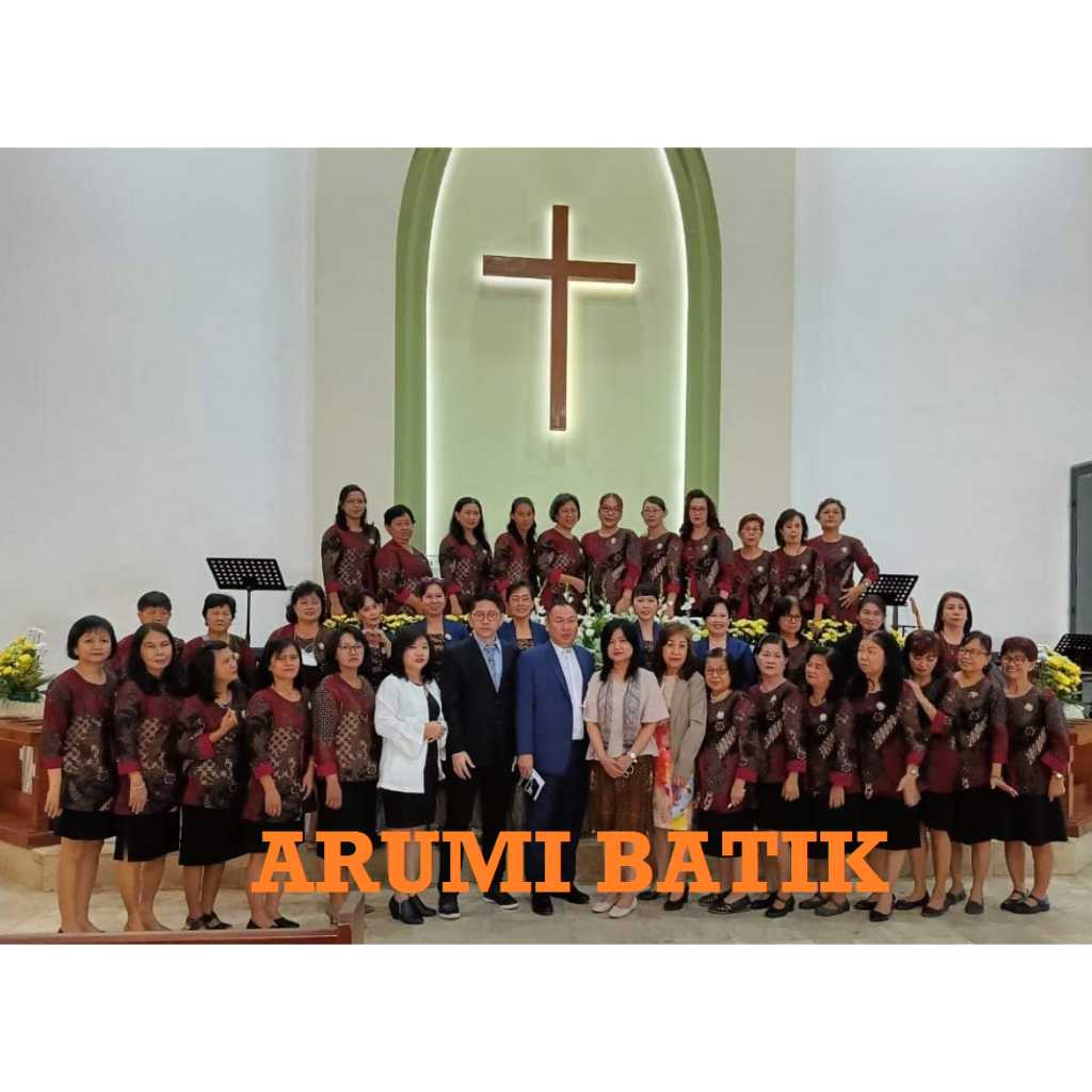 Seragam Batik Wanita Ibu Perempuan Atasan Blouse Kerja Jumbo 5L Kantor Formal Karyawati Merah Maroon