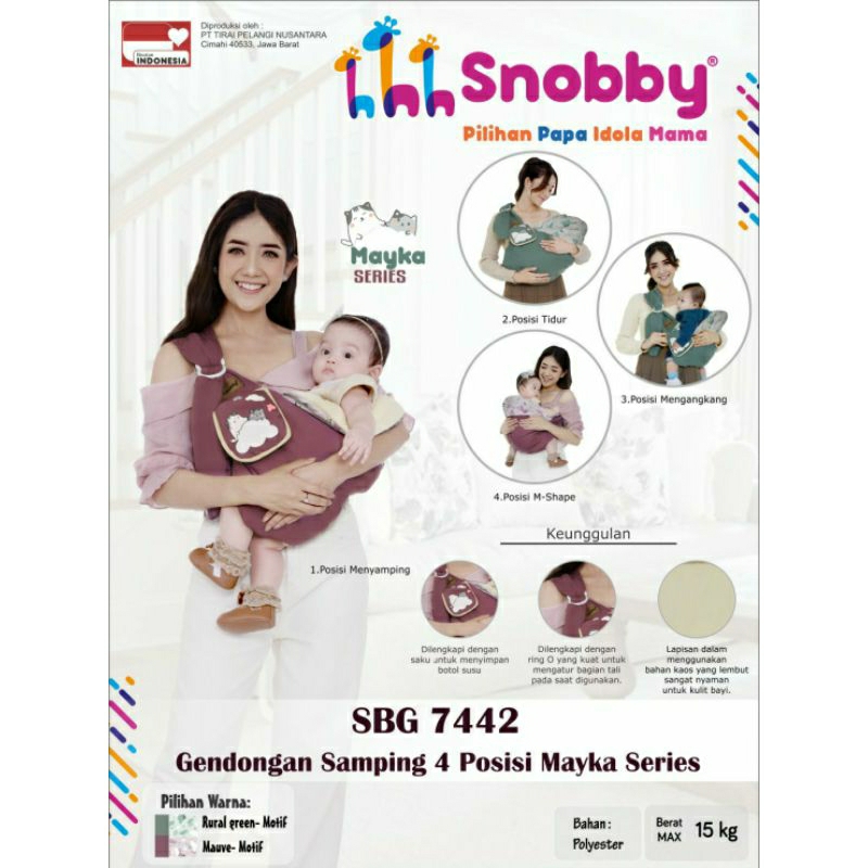 Snobby Gendongan Samping Bayi Topi Squirrel | Twiza | Mayka | Summit | Flamingo SNI Gendongan Snobby