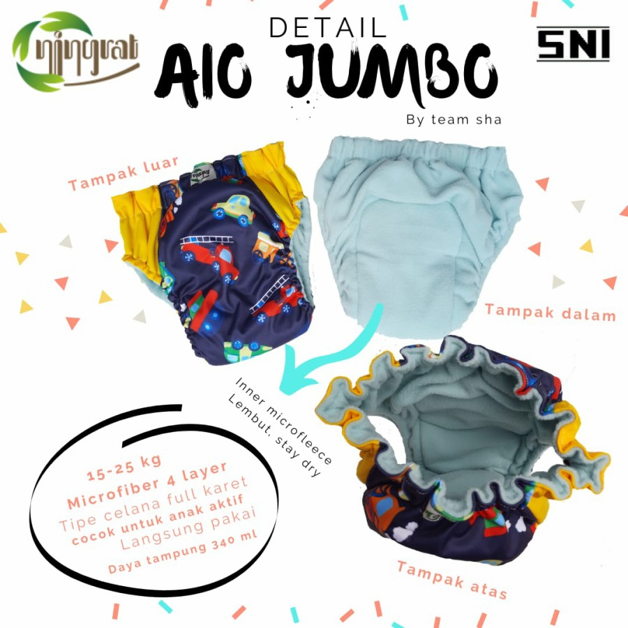 Popok Kain Bayi Cuci Ulang Dry Pant / Clodi Bayi SNI / Clodi Ningrat Size Jumbo