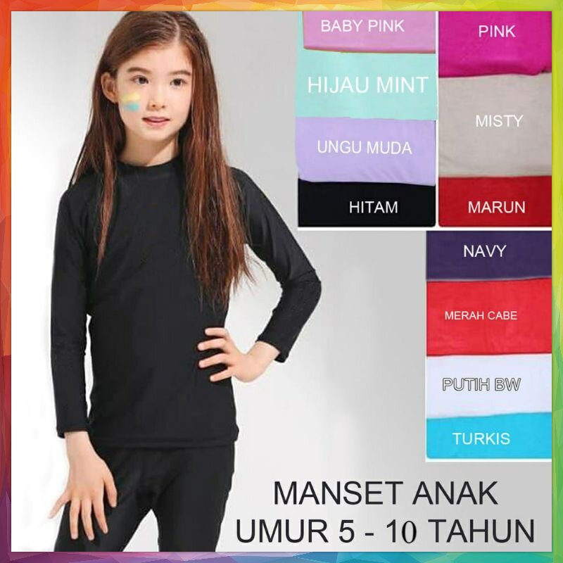 Baju Manset ANAK Perempuan / Kaos Anak Lengan Panjang / Mangset Anak Hijab