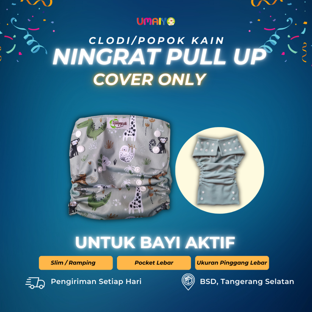 Ningrat Pull Up Pant (Baelum termasuk insert) Clodi Popok Kain Bayi Cuci Ulang Model Celana Pakai Kancing BB 4-15kg Belum Termasuk Insert