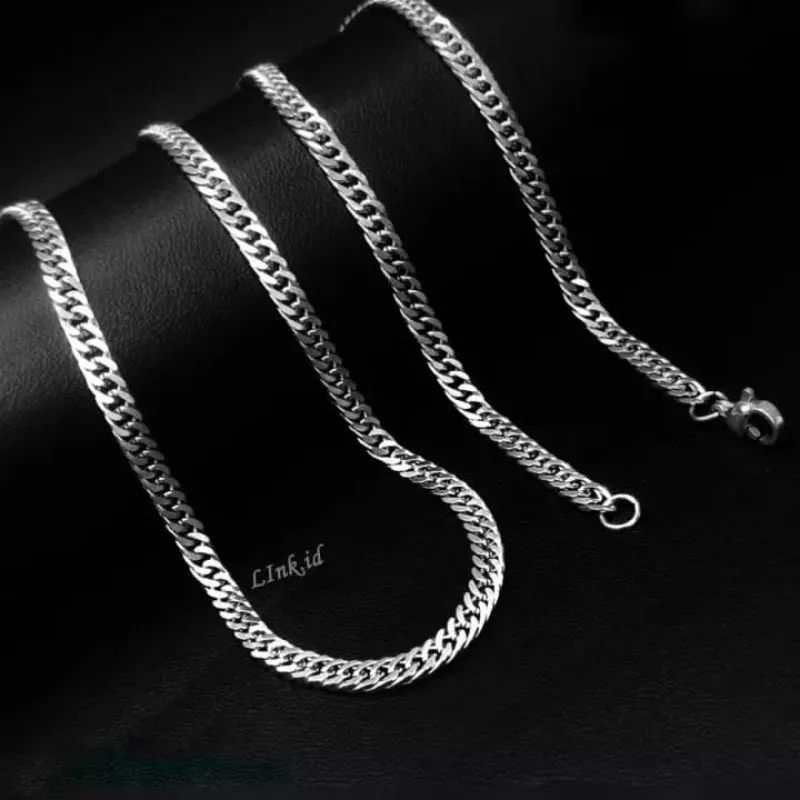 4s Grosir Solo || KALUNG RANTAI PRIA TITANIUM WARNA SILVER ANTI KARAT DAN LUNTUR