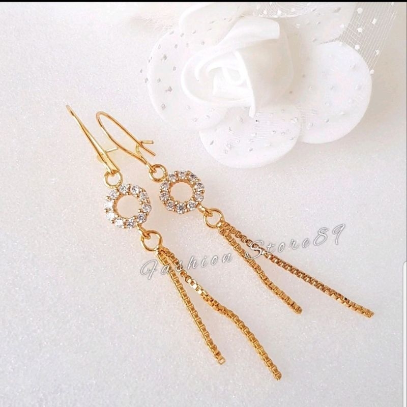 Anting Jurai Panjang Perhiasan lapis emas 18k Xuping yaxiya anting dewasa jurai