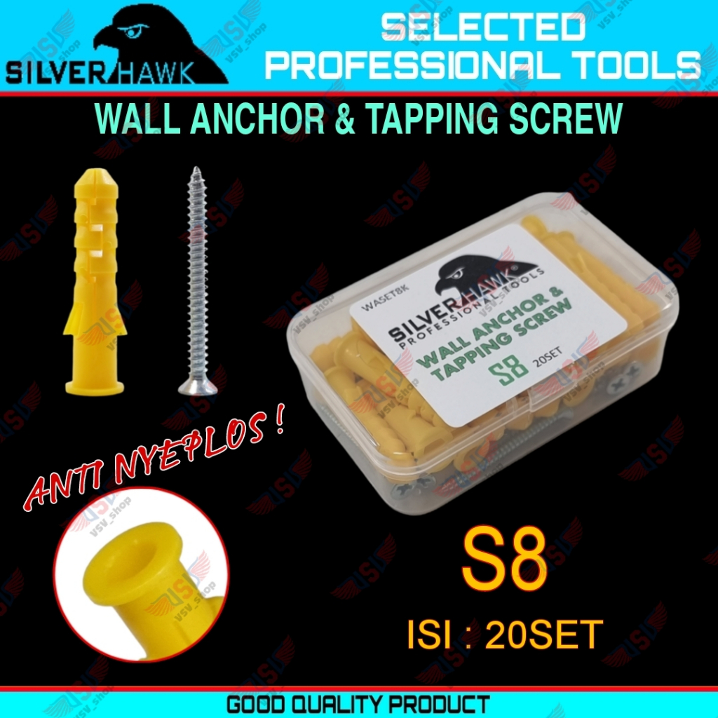 Angkur Baut S8 Tembok sekrup Dinding Tembok Angkur Nylon Wall anchor S8