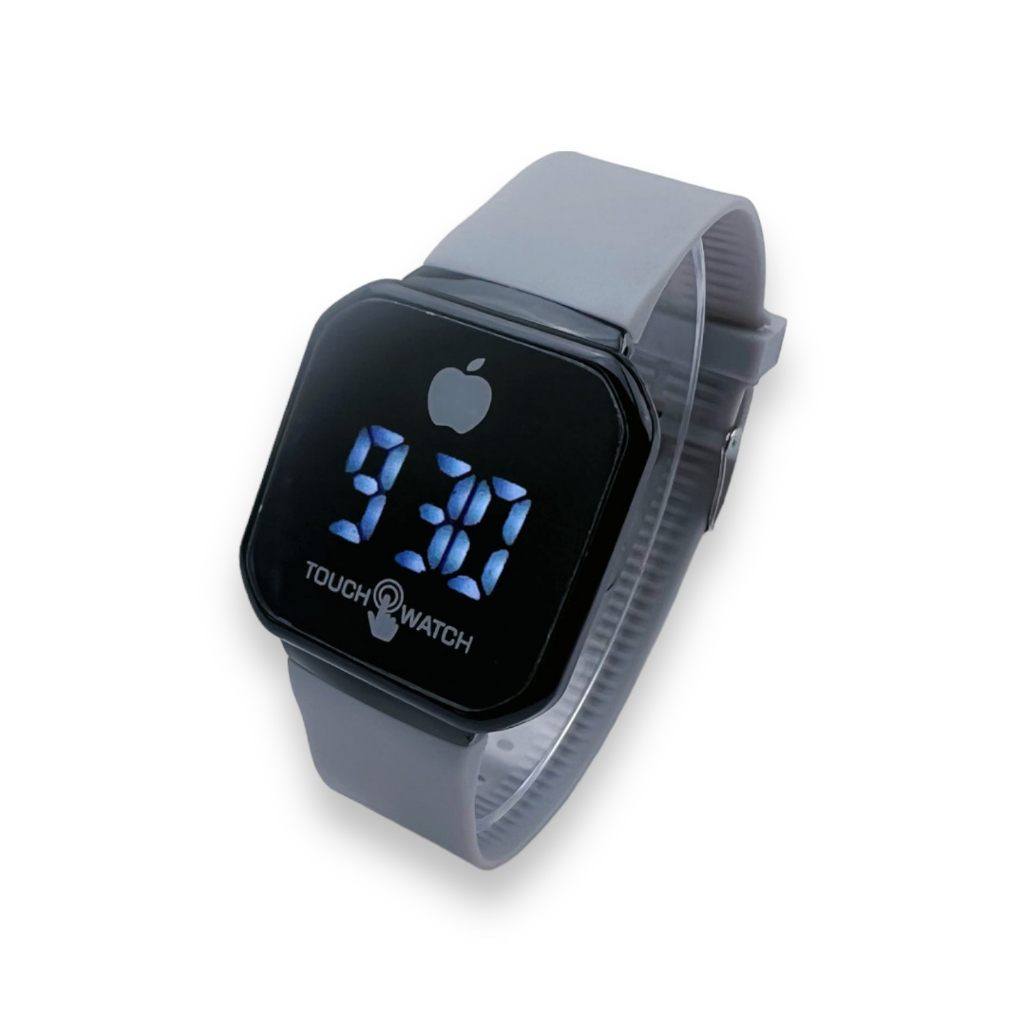 COD✅ Jam Tangan Digital Wanita Pria Watch LED Rubber Elektronik Touch Screen Harga Murah    S1201-S1285-Abu abu