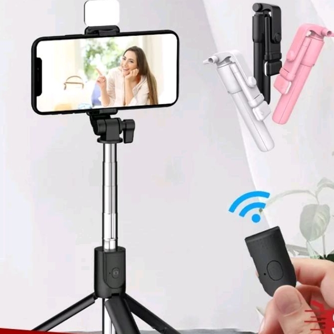 (4 IN 1 )Tongsis LAMPU tripod remote lampu /tongsis tripod bluetooth 4 in 1 dengan remote