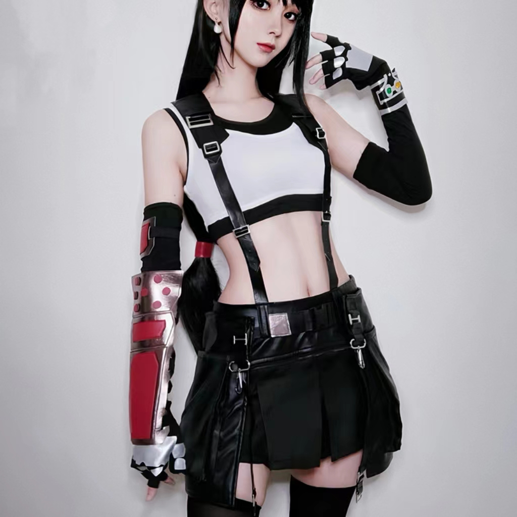 Final Fantasy 7 remade Tifa Tifa cosplay anime game clothing tight tank top leather pants clothing w
