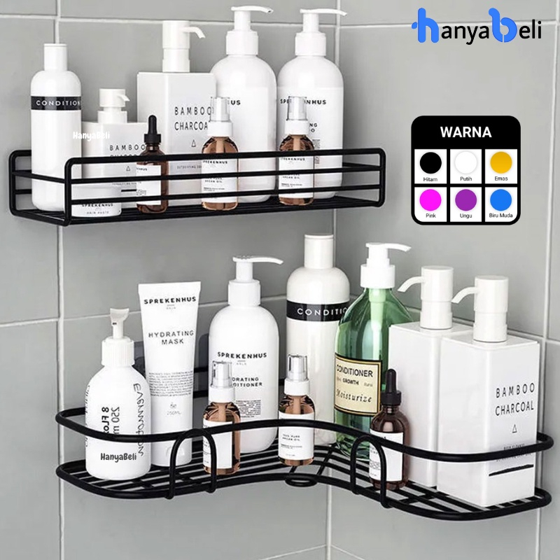 Rak Sudut Pojok Tempat Sabun Cuci Baju Bumbu Dapur Sikat Gigi Peralatan Perlengkapan Dekorasi Kamar Mandi Tempel Dinding Dingding Keramik Keranjang Besi Gantung skincare Dan Makeup Tanpa Paku Bor Stainless Anti karat Aesthetic Murah Serbaguna Awet