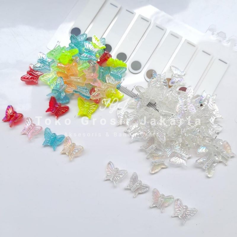 35 Pcs Manik Manik Kupu Kupu Clear Transparan Warna Ab