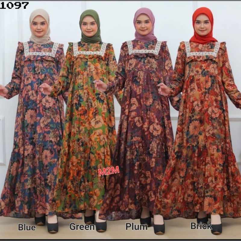 READY GAMIS RAYON MOTIF BUNGA MAWAR TERBARU BUSUI LD 110CM