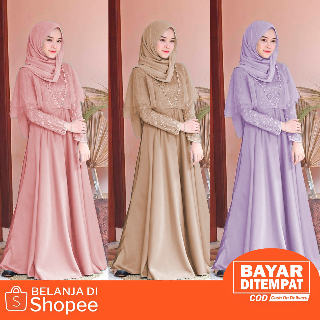 (DI JAMIN REALPICT) PAKAIAN MUSLIM WANITA DRESS GAMIS / GAMIS PESTA MEWAH ELEGAN/GAMIS FASHION MODERN TERBARU/BAJU PESTA WANITA MUSLIM / PAKAIAN WANIT /BAJU WANITA/GAMIS MUSLIMAH/VOEDELINE