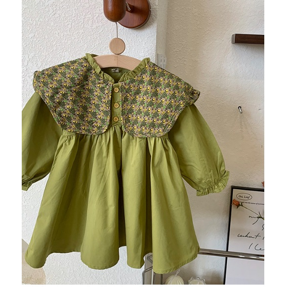 Dress anak IMPORT fashion baby korean style import anak perempuan DRESS HIJAU PUNDAK BUNGA
