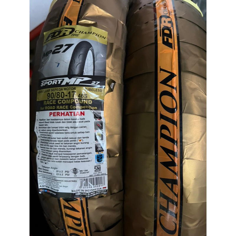 BAN FDR SPORT MP 27 RING 17 UKURAN 90/80-17 SOFT COMPOUND