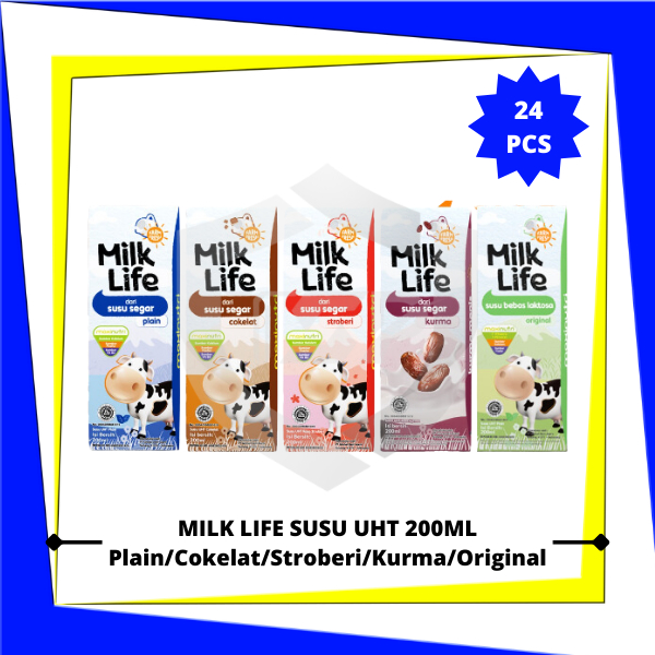 

RK 01 MILK LIFE Susu UHT Original/Bebas Laktosa 200ml x 24 pcs (1 Karton)