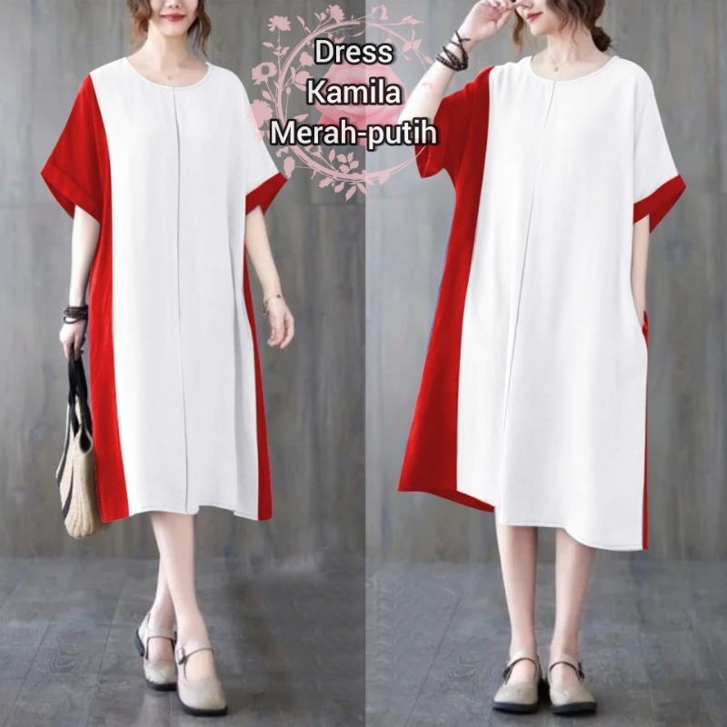 DRESS KAMILA FASHION WANITA/PAKAIAN WANITA TERLARIS TERBARU LENGAN PENDEK/GAUN PESTA