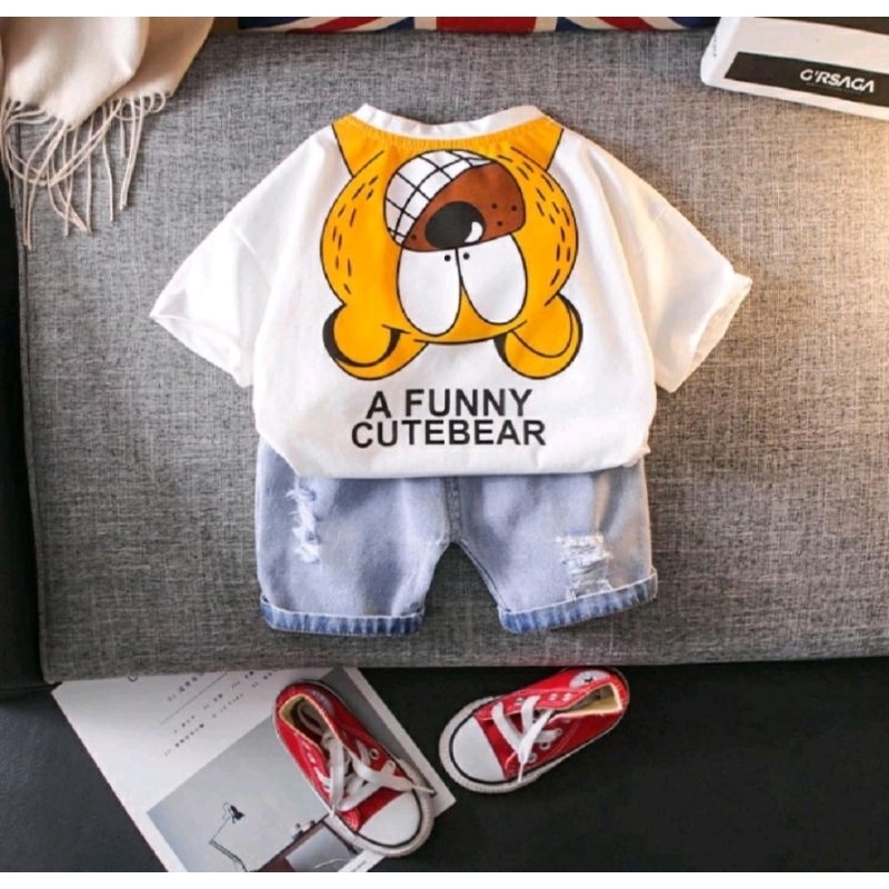 setelan baju anak laki laki terbaru setelan jeans anak 1-5 tahun