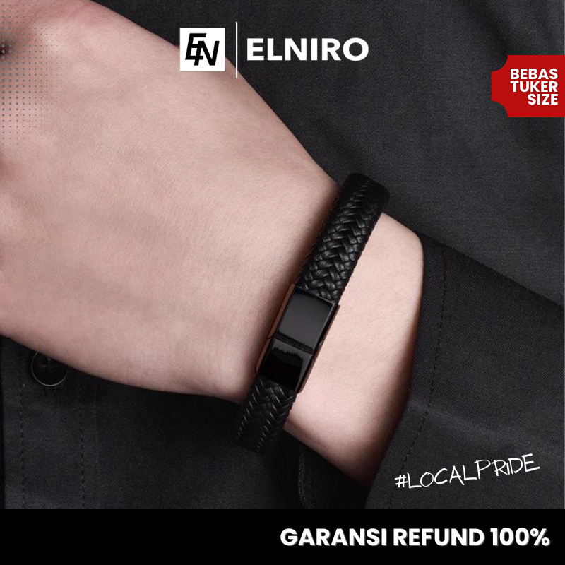 ELNIRO Gelang Kulit Pria ANDREA Leather Bracelets Cowok Cowo INTERNATIONAL QUALITY