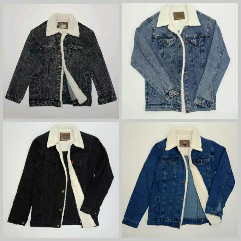Jaket Jeans Sherpa Bulu Wall M - XXXL.Jacket Denim Unisek Bandung Project.ID