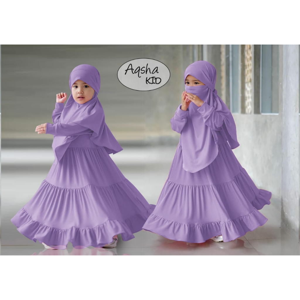 FenishaStore Baju Gamis Syar’i Anak Perempuan Terbaru AQSHA Kids Umur 2-4 Tahun
