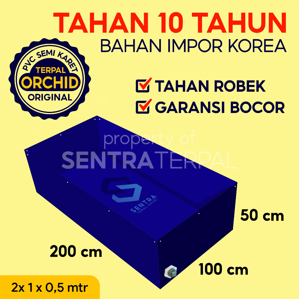 Kolam Terpal Orchid 200x100x50 / 100x200x50 / 2x1x0,5 / 1x2x50 Kolam Terpal Kotak Impor Korea Budida