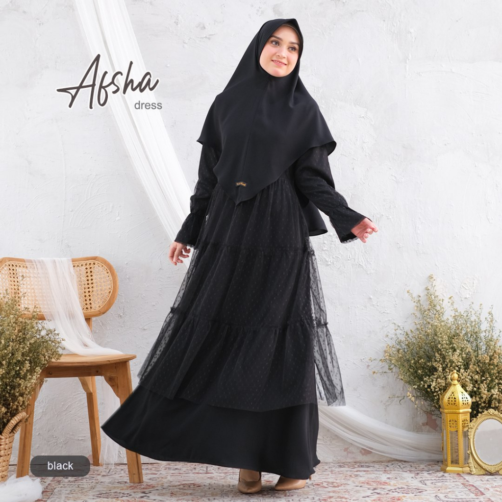 AFSHA Gamis Pesta Mewah Brukat Remaja Premium Busui Terbaik by RiskiRich