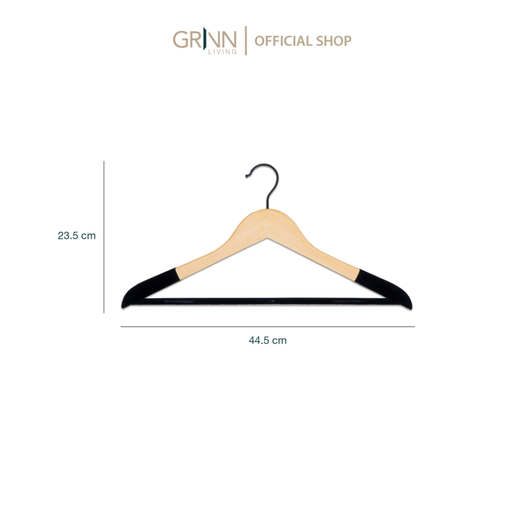 GRINN LIVING Kenji Hanger Kayu SET isi 6 &amp; 12 / Gantungan Baju / Velvet Premium Aesthetic