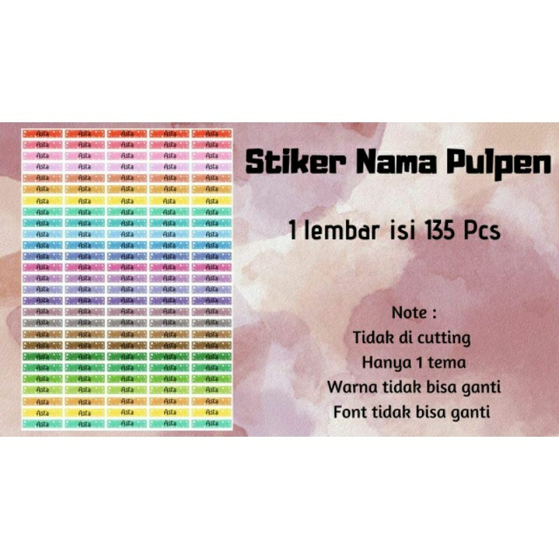 

sticker nama pulpen lucu