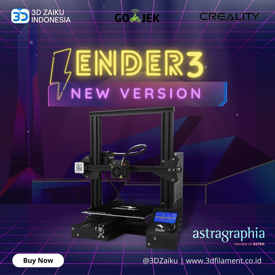 Creality Ender 3 Versi Terbaru 3D Printer Prusa i3 Size Besar V-Slot