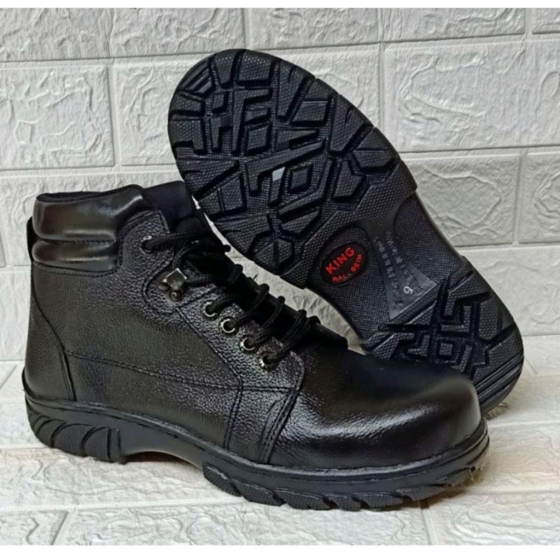SEPATU SAFETY BOOTS KULIT PRIA KING WALLBETH ( PRODUKSI SENDIRI )