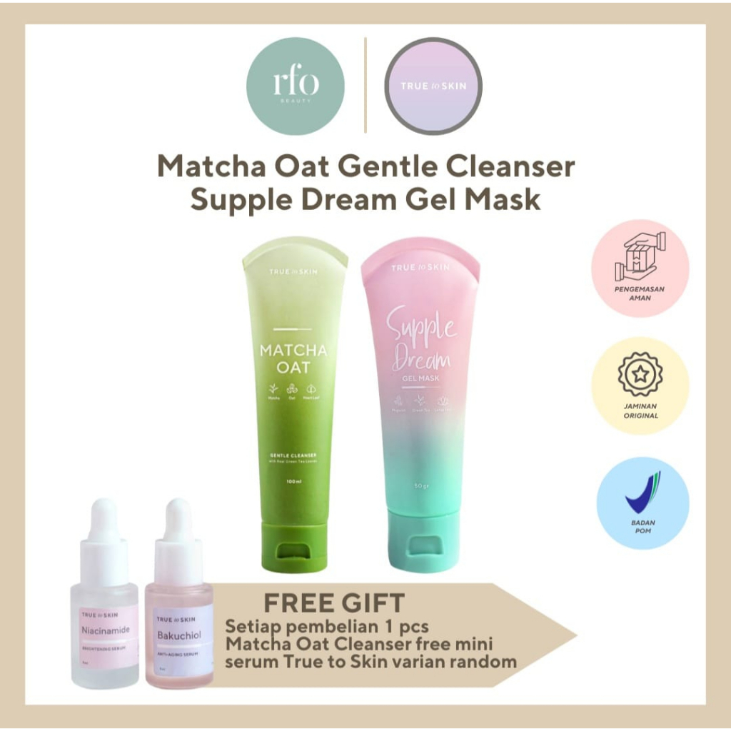 True To Skin Matcha Oat Gentle Cleanser - Supple Dream Gel Mask