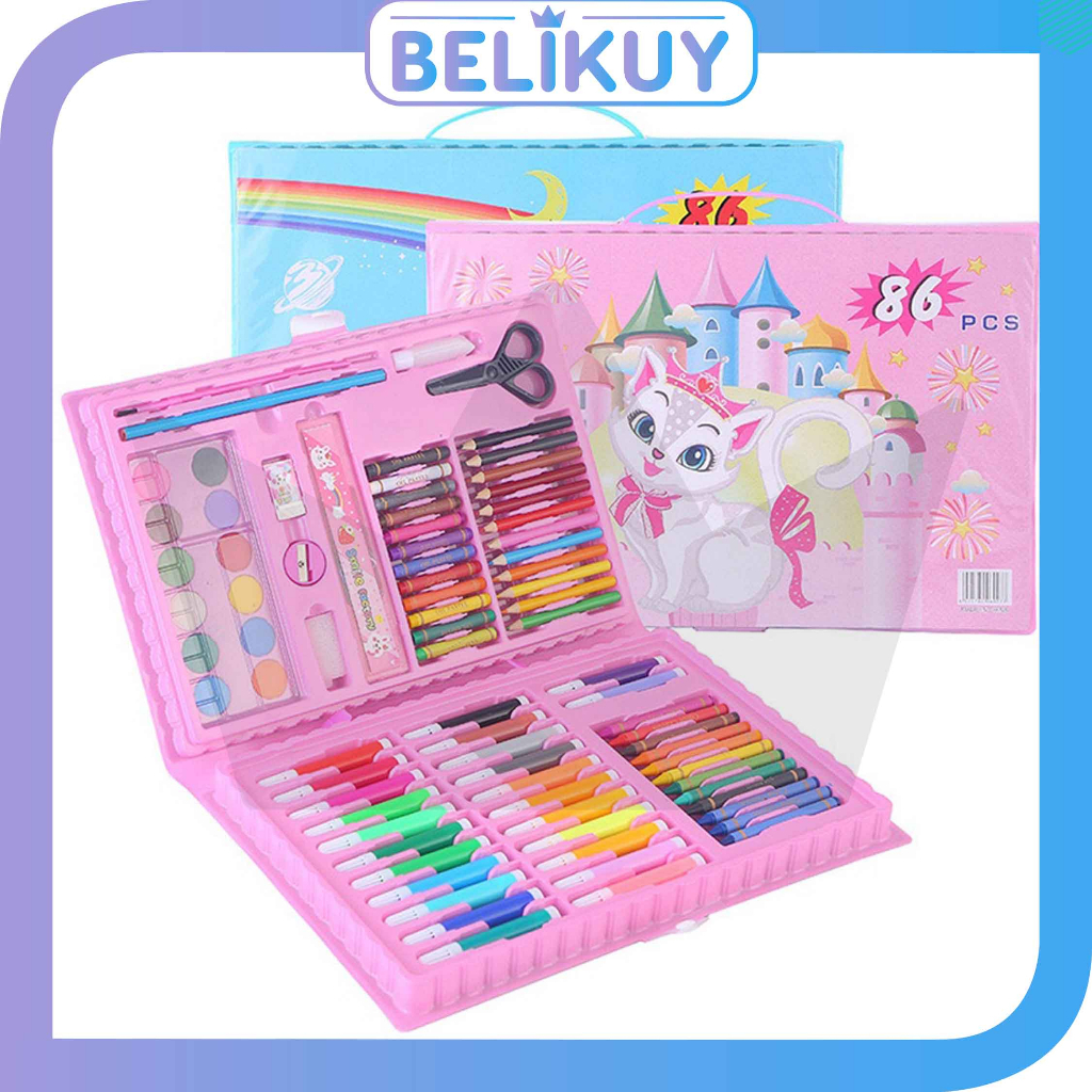 

Belikuy Krayon Set 86 in 1 / Alat Mewarnai dan Menggambar Kerajinan Anak / Colouring Set STY03