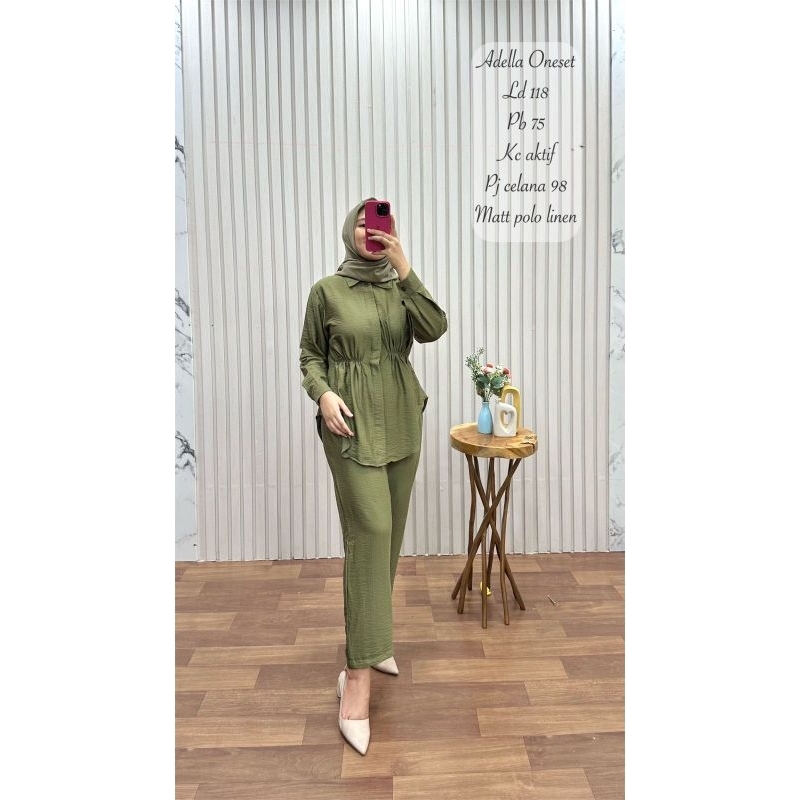 ONE SET/SETELAN CELANA/SETCEL ADELLA POLO LINEN BY ANNISA FASHION ORIGINAL BRAND