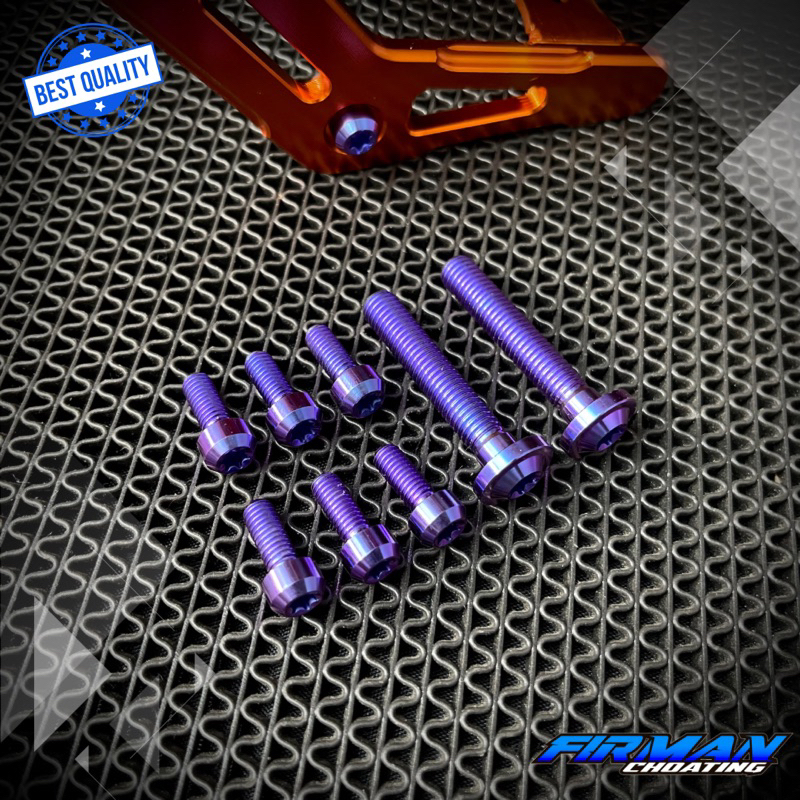 BAUT KUPINGAN LAMPU OVAL TITANIUM BOLT PROBOLT M6x15 DAN M8x45 RX KING (8pcs)