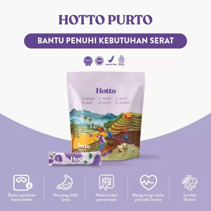 Hotto Purto Multigrain ORIGINAL 1 POUCH With Purple potato minuman oatmeal Nutrisi dan diet