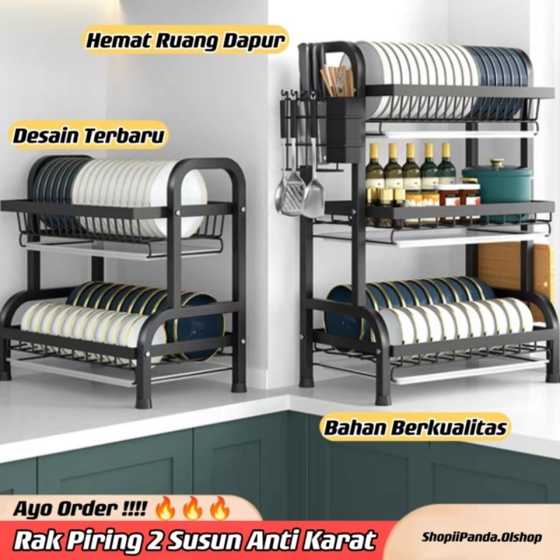 Rak Piring Wastafel Steel Rak Dapur Kokoh Kuat Rak Cuci Piring Watafel