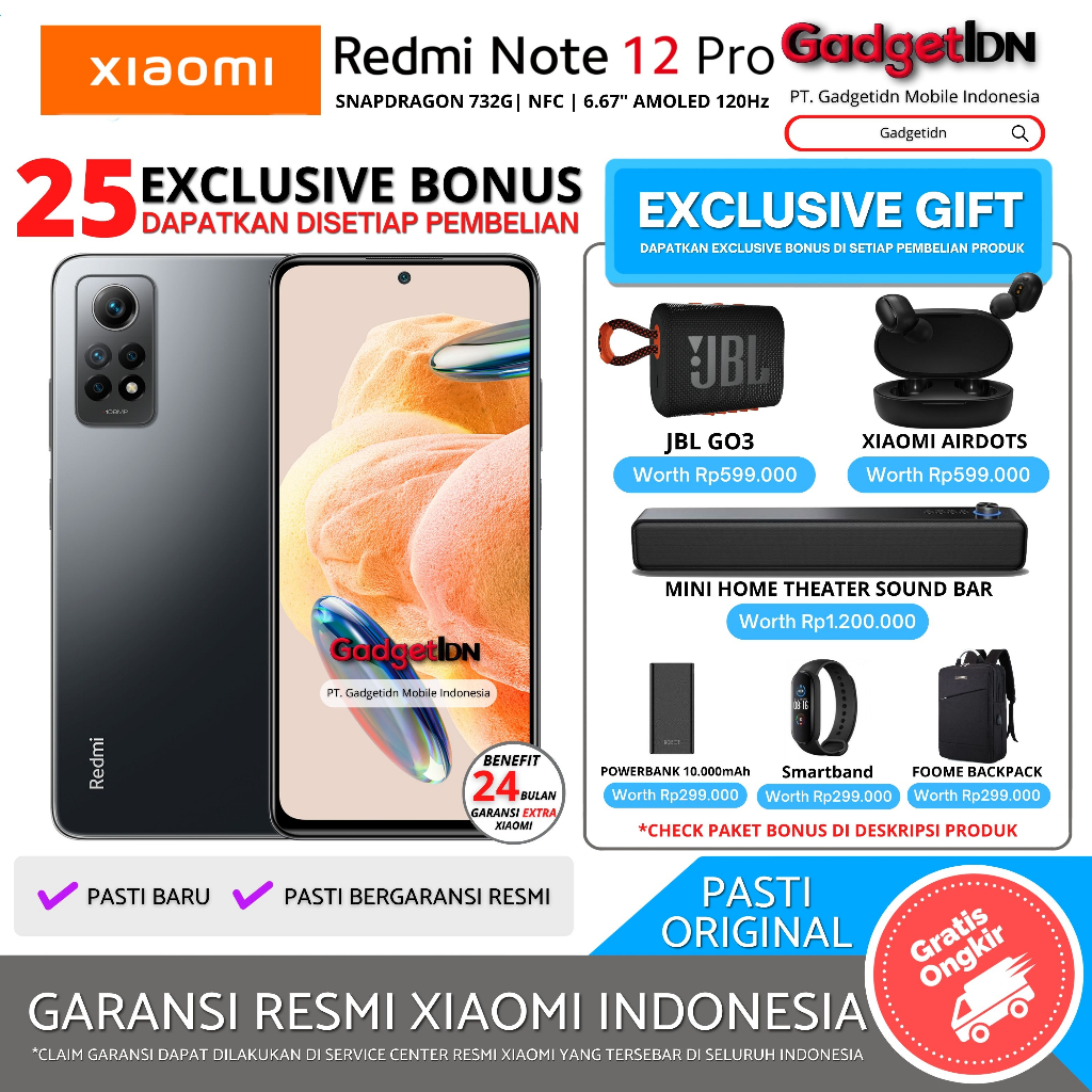 XIAOMI REDMI NOTE 12 PRO 4G NFC 6/128GB 8/128GB REDMI NOTE 12PRO GARANSI RESMI XIAOMI