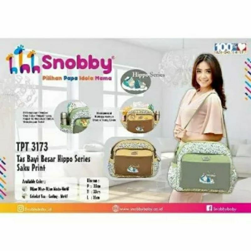 Tas Bayi Besar Snobby Hippo Series Saku Print TPT3173