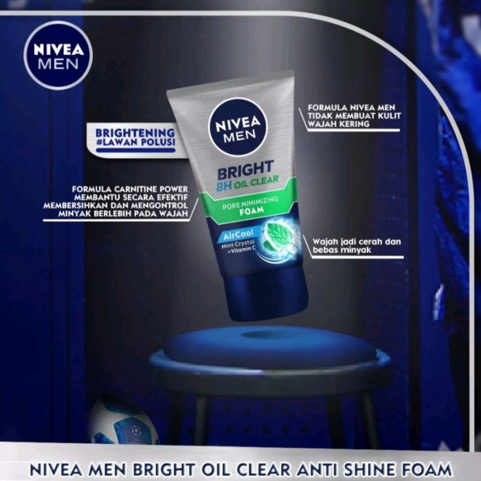 NIVEA MEN FOAM BRIGHT OIL CLEAR PORE MINIMIZING FACIAL FOAM 50ML