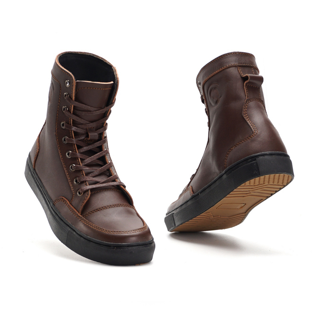Sepatu Boots Pria Casual Semi Formal Boot Kulit Asli Touring Sekolah Kerja Original Greata Bratta Brown Series