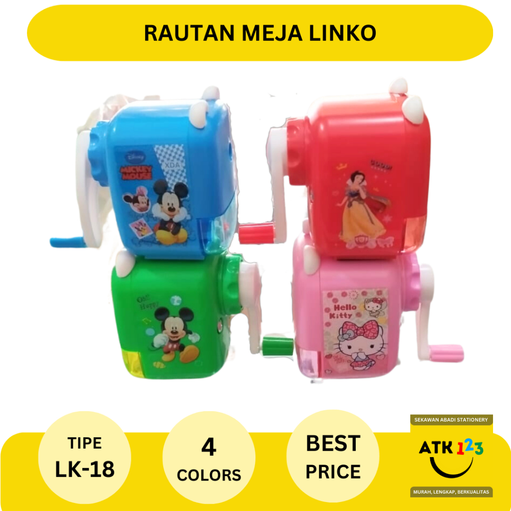 Rautan Pensil Meja Putar Linko LK-18 Karakter Fancy Mickey Kitty Snow