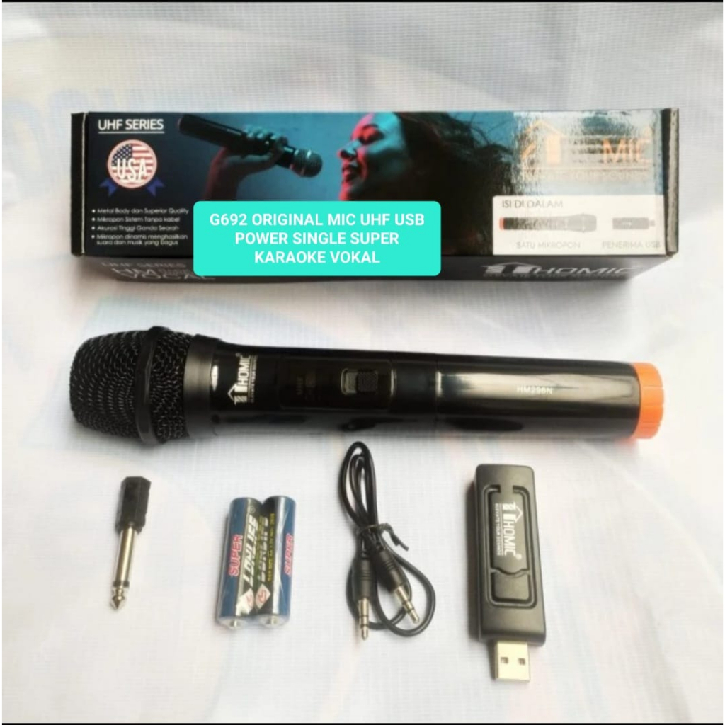 G692 ORI Mic Wireless Microphone USB POWER Singel mik Satu Mikropon UHF Mikropon Single Wireles Homic SUPER KARAOKE Mikrofon Vokal DIGITAL LCD MIK WIRELES MIKROPON MIKROPHONE DISPLAY VOCAL ARTIS PROFESIONAL PRO SOUND BEST SISTEM AUDIO PANGGUNG LEGENDARY D