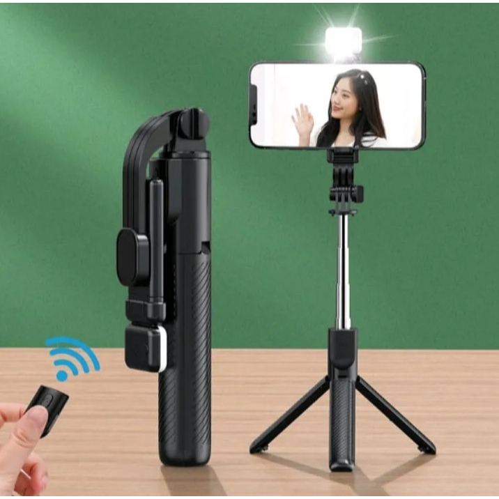 Tripod Selfie Stick R1S Led R1 Tongsis Tripod 3IN1 Bluetooth Remote control