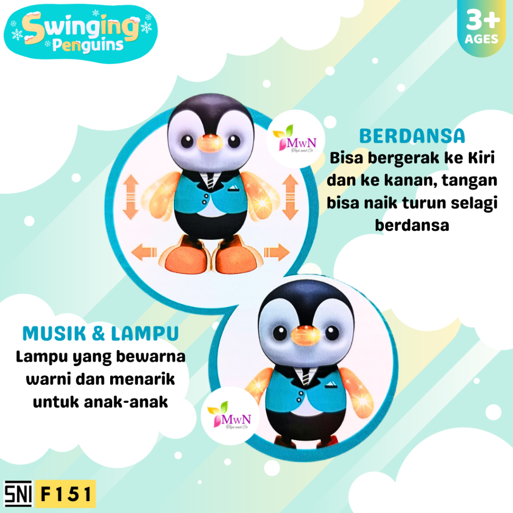 MWN Mainan Dance Swinging Penguins F151