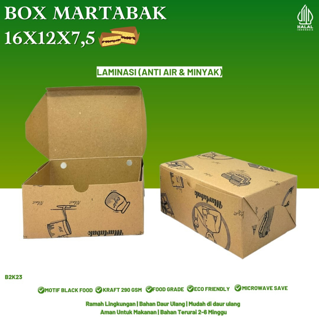 Dus Martabak 12x16 Laminasi 290 Gsm (B2K23-16X12X7.5 Cm)